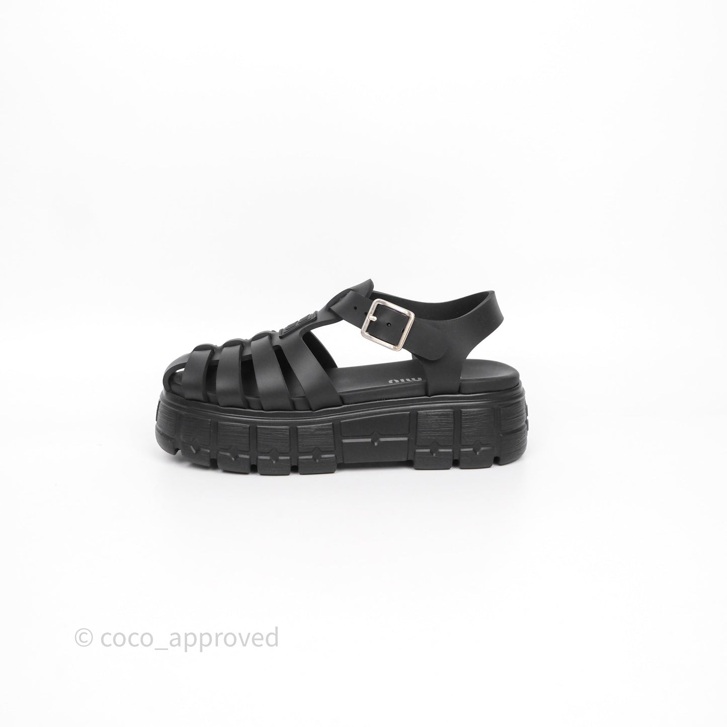Miu Miu Soft Cage Flatform Sandal Black Size 36