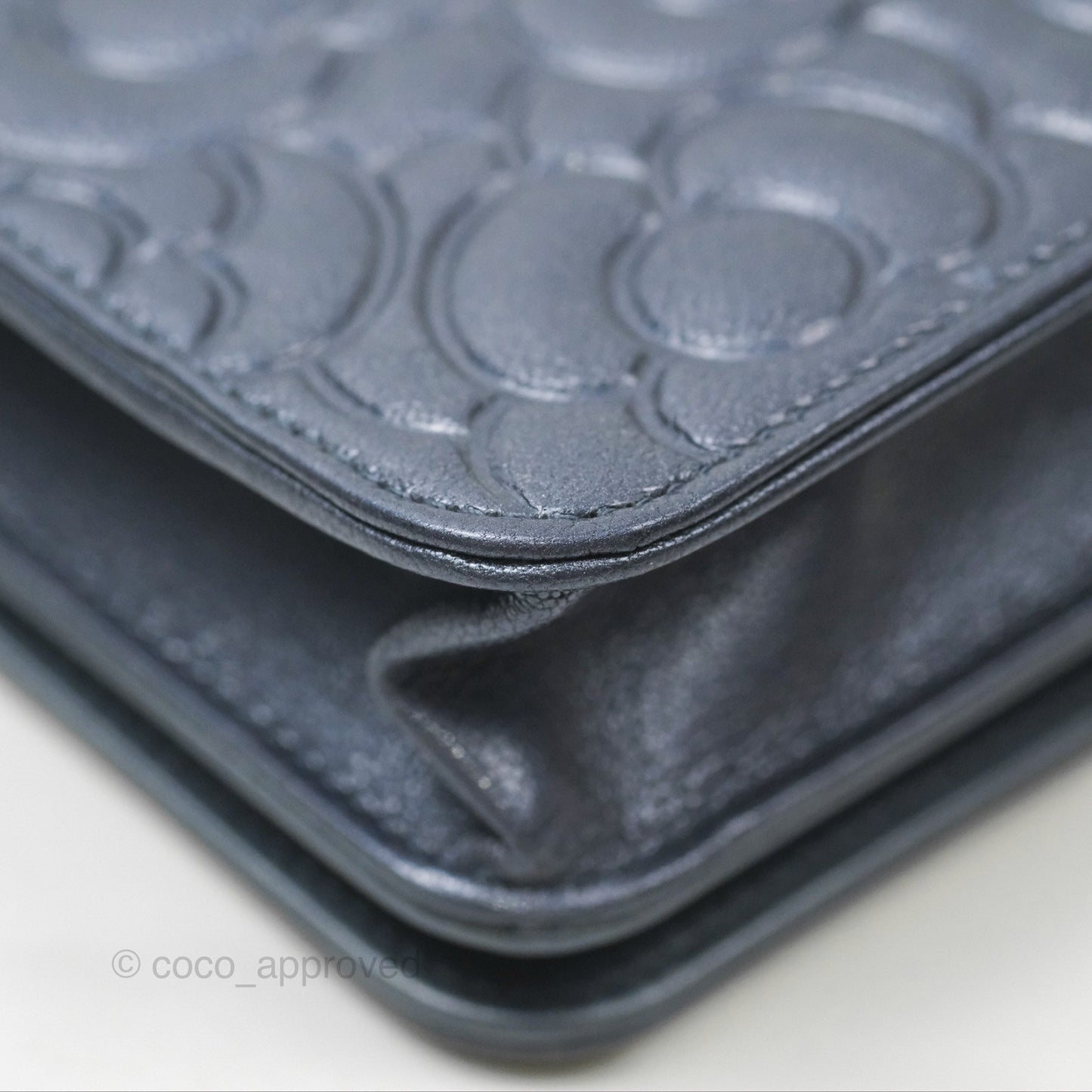 Chanel Camellia Wallet on Chain WOC Iridescent Navy Calfskin Silver Hardware