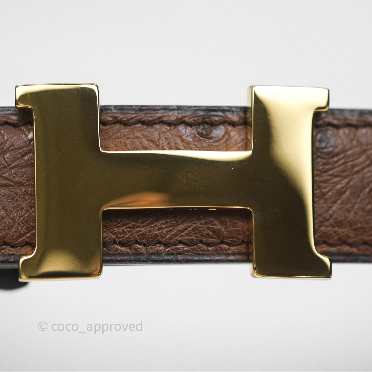 Hermès H Belt Buckle Ostrich Leather Brown Size 80