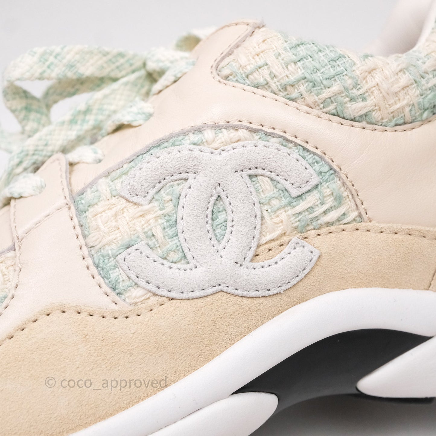 Chanel CC Sneakers Beige/ Blue Tweed Size 39