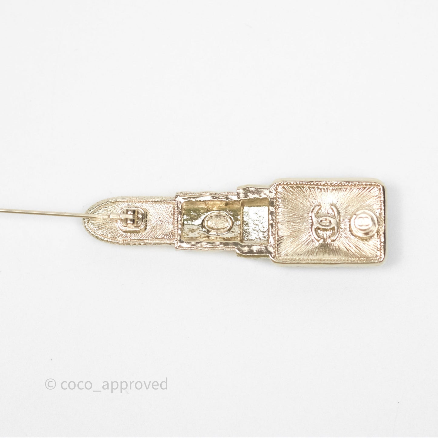 Chanel Crystal Lipstick Brooch Gold Tone 22C