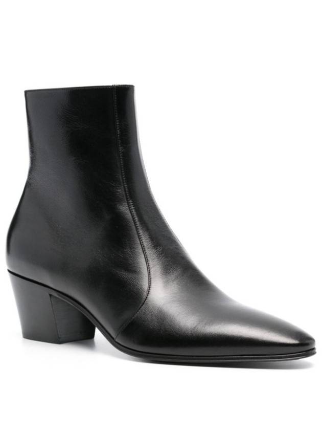 Luxury Saint Laurent Vassili Smooth Leather Ankle Boots Black