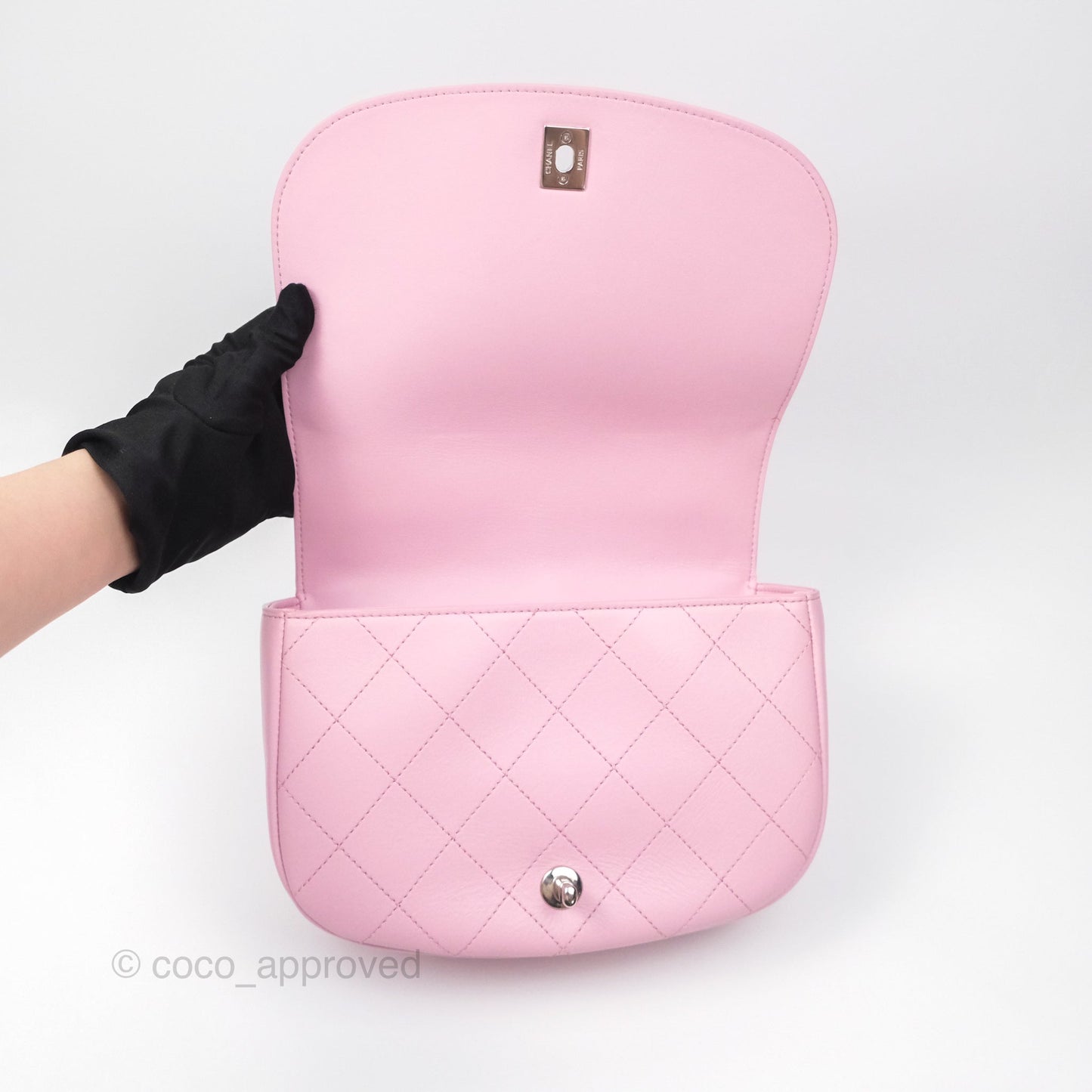 Chanel Stitched Ring My Bag Flap Crossbody Pink Calfskin Silver Hardware