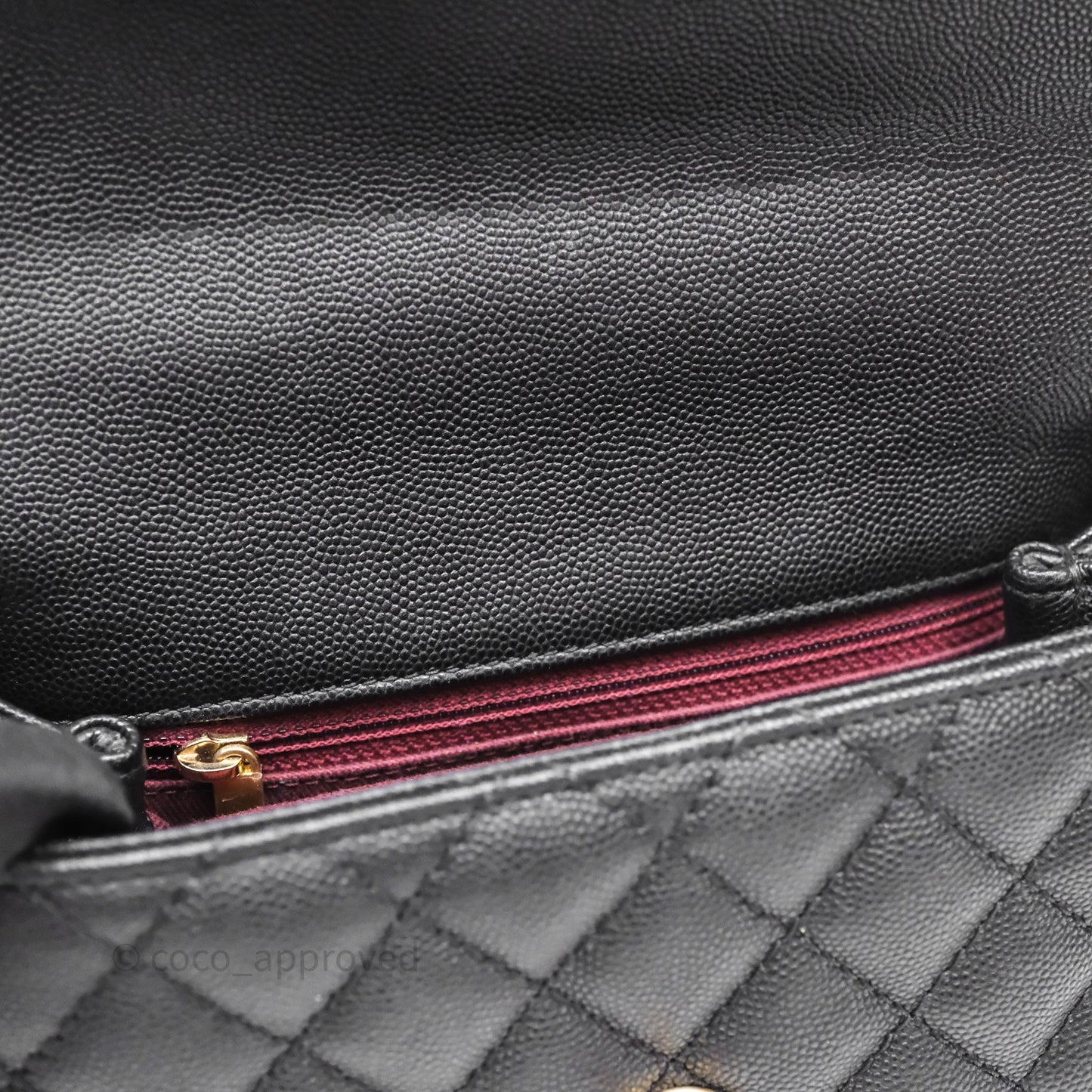 Chanel Small Quilted Coco Handle Black Caviar Aged Gold Hardware