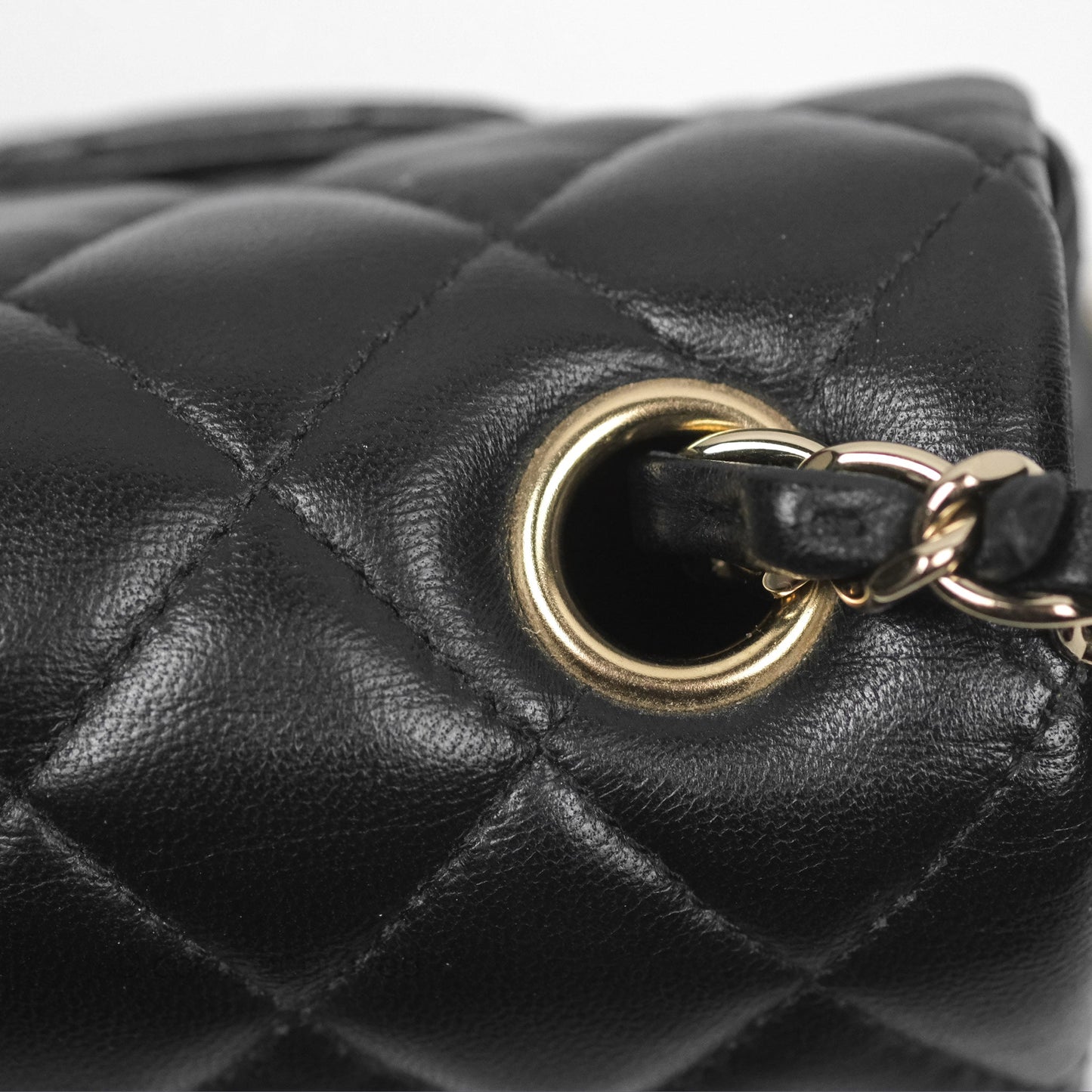 Chanel Quilted Mini Rectangular Flap Black Lambskin Gold Hardware