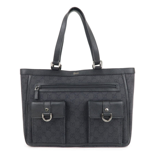 Luxury Gucci Abbey GG Denim Leather Shoulder Bag Tote Bag Black 268639