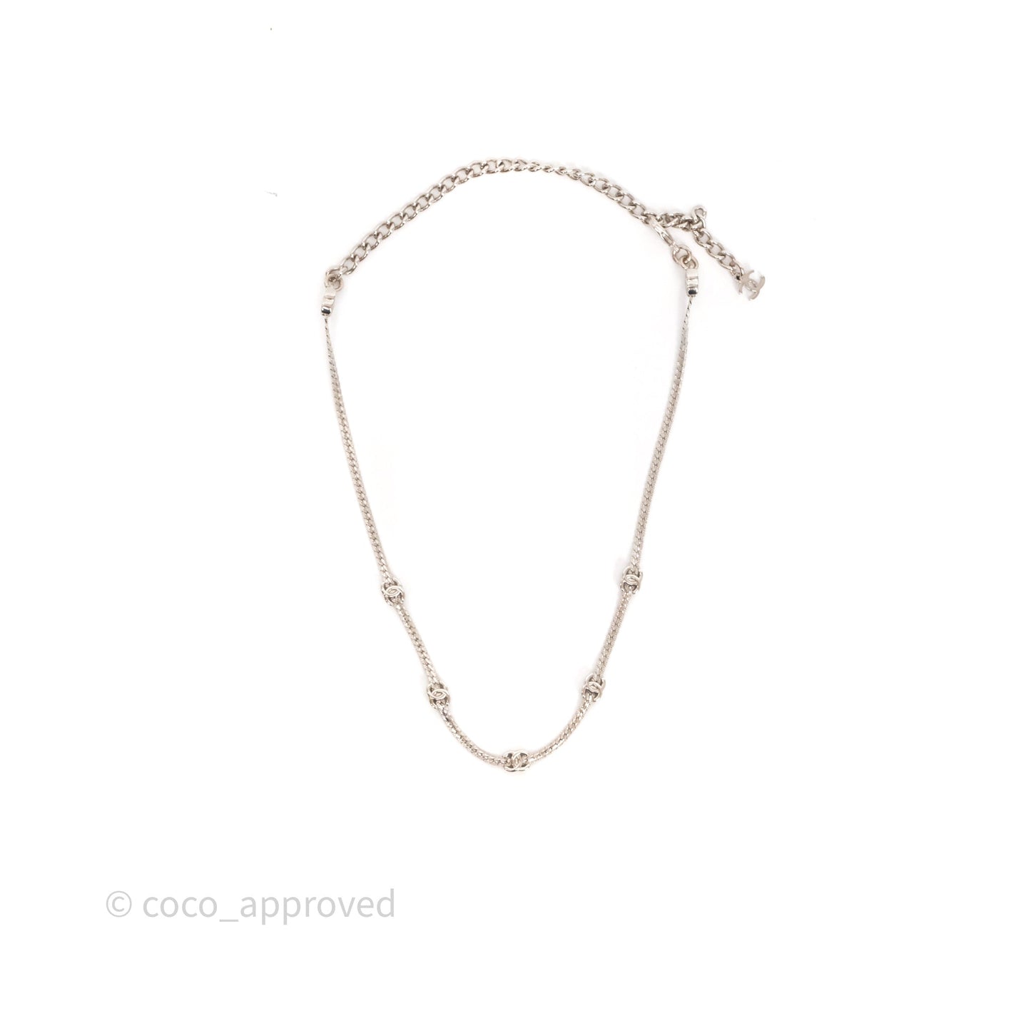 Chanel Five CC Choker Silve Tone 25V