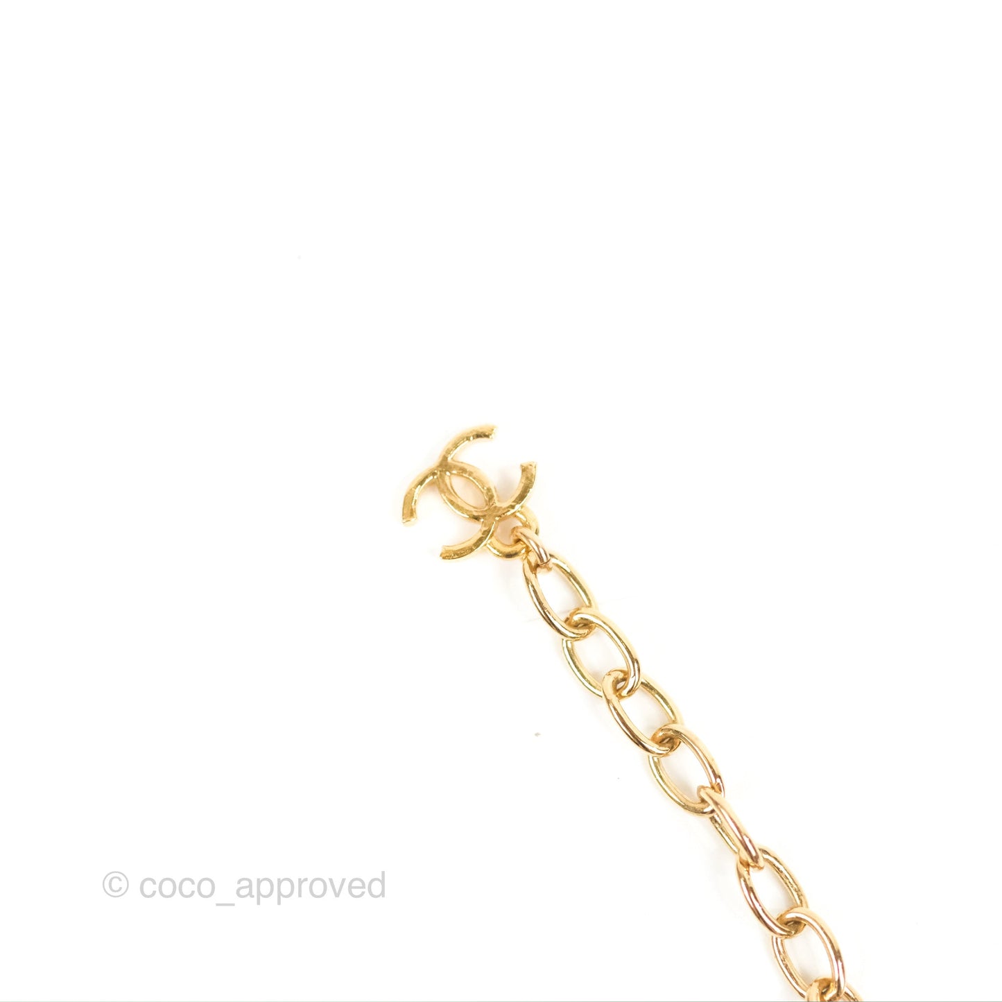 Chanel CC Chain Black Round Pendant Necklace Gold Tone 22A