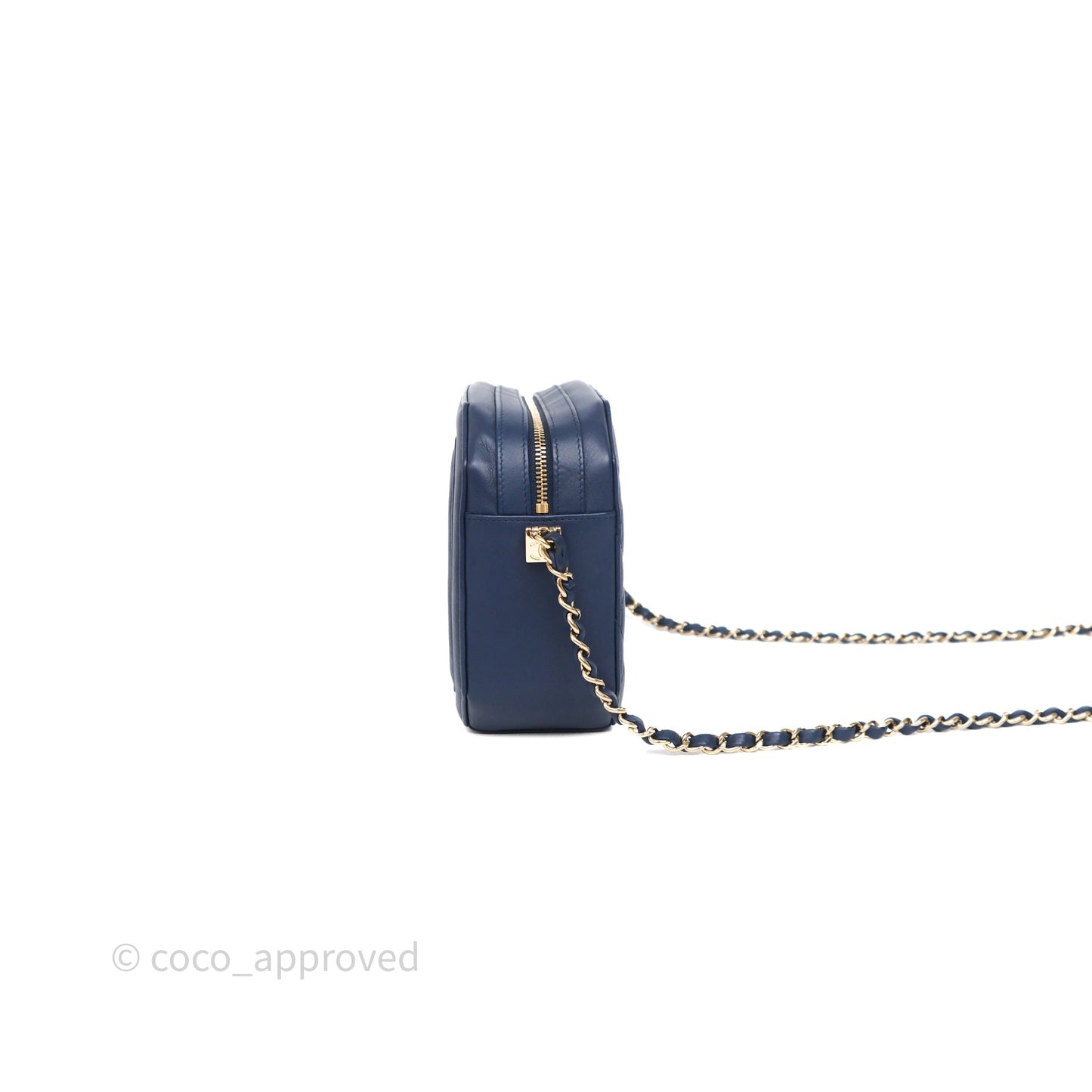 Chanel CC Octagon Camera Case Lambskin Navy Gold Hardware