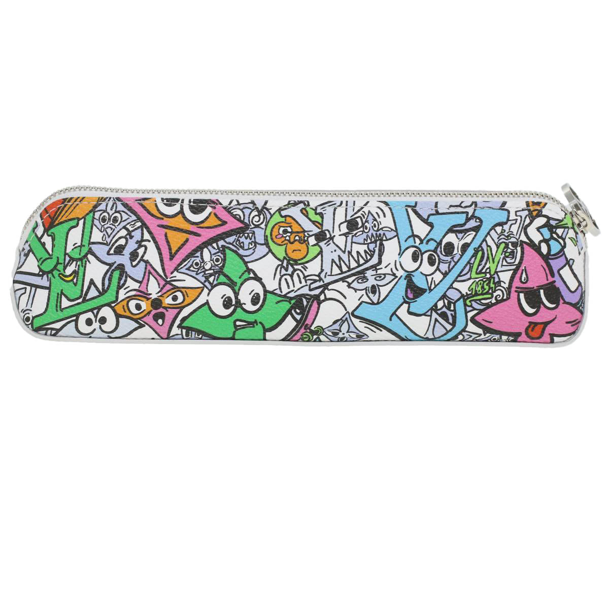 LOUIS VUITTON Monogram Comic Trousse Elizabeth Pen Case White GI0874 36985A