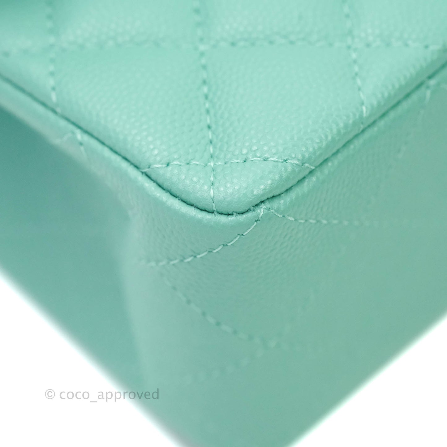 Chanel Classic Small S/M Flap Tiffany Blue Mint Caviar Gold Hardware 21S