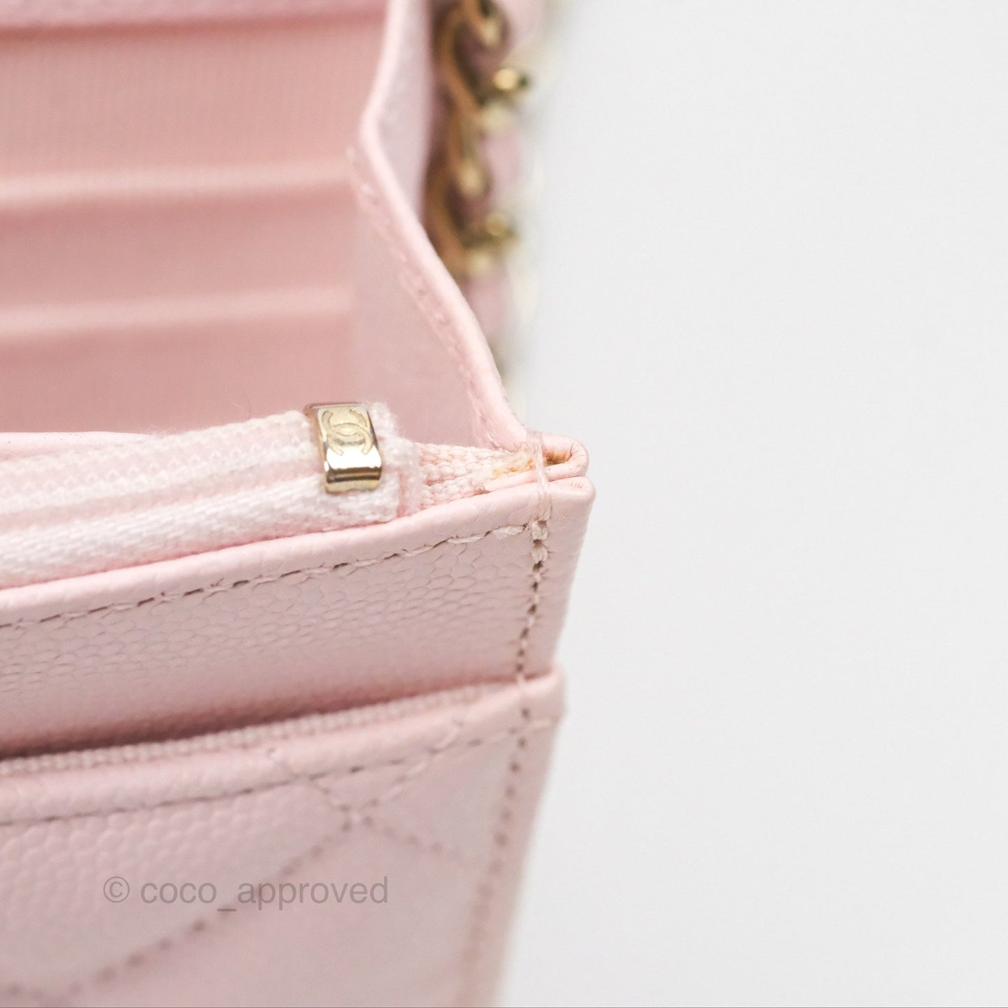 Chanel Quilted Classic Wallet on Chain WOC Pink Caviar Gold Hardware