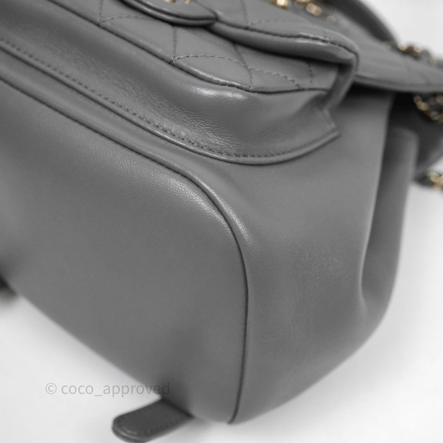 Chanel Small Duma Drawstring Backpack Grey Lambskin Gold Hardware