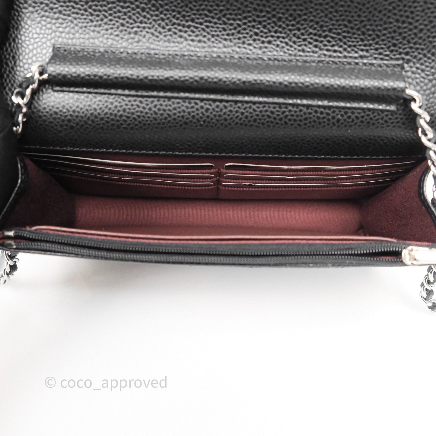 Chanel Classic Wallet On Chain WOC Quilted Black Caviar Silver Hardware