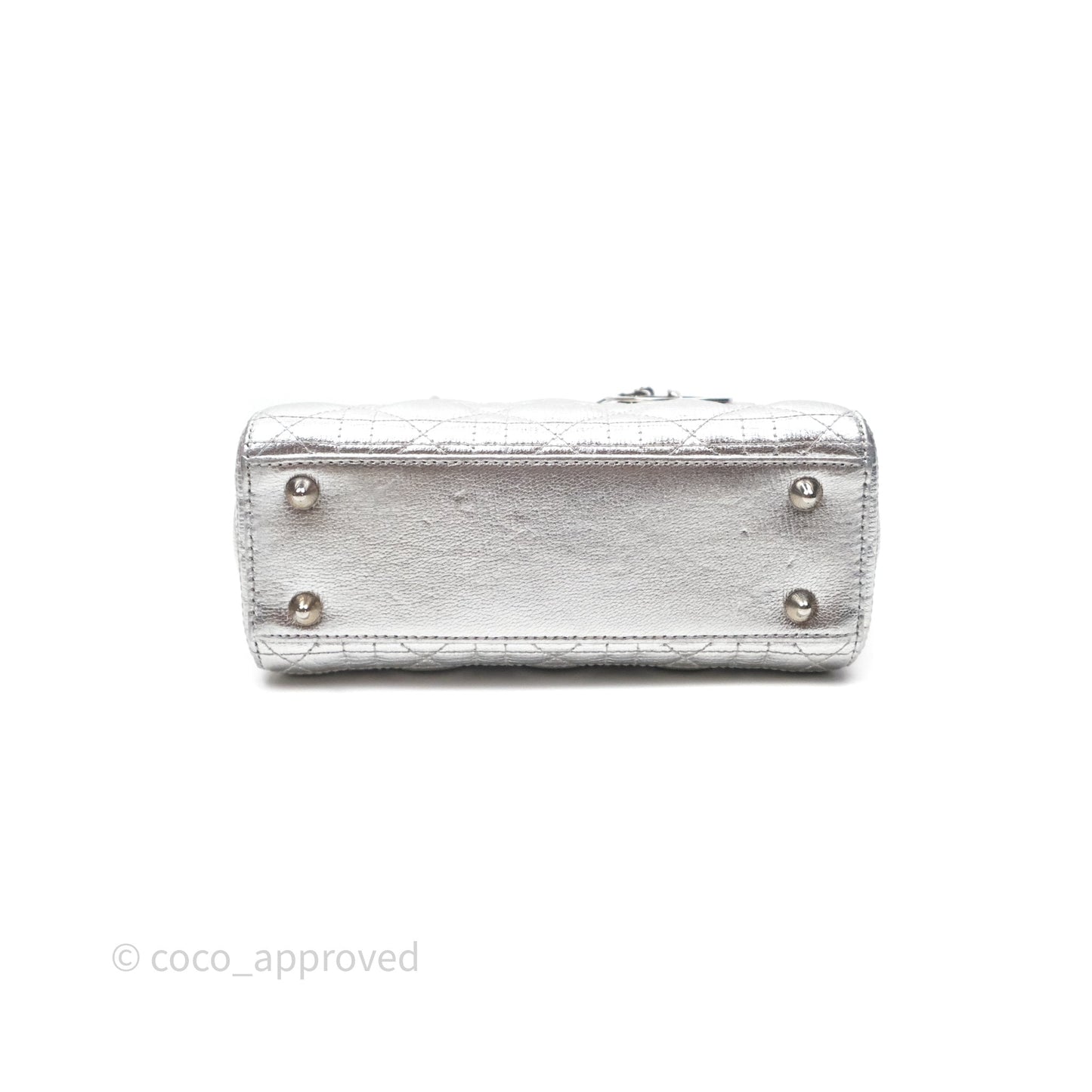 Christian Dior Small Lady Dior My ABCDior Silver Metallic Grained Calfskin Cannage