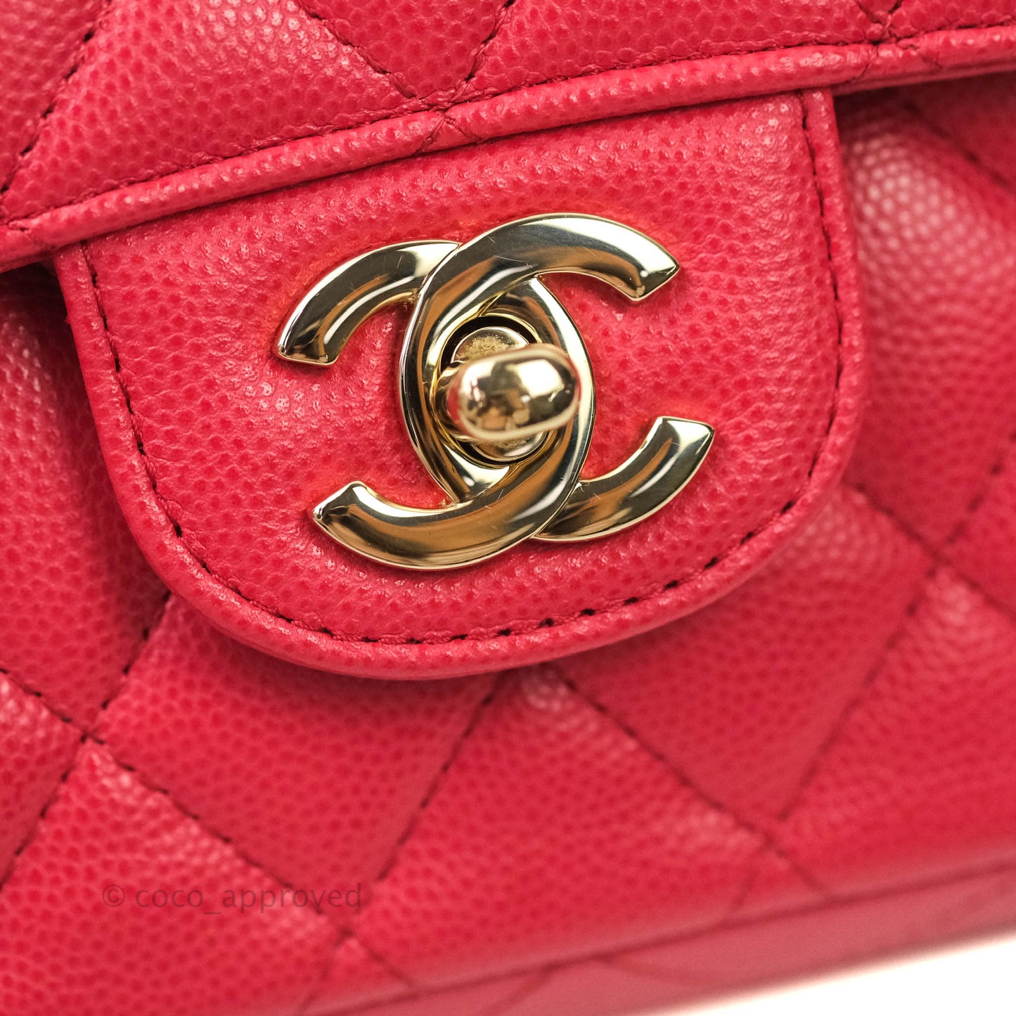 Chanel Classic M/L Medium Double Flap Dark Pink Caviar Gold Hardware