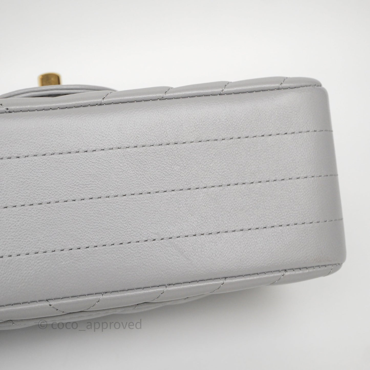Chanel Mini Rectangular Chevron Grey Lambskin Light Gold Hardware