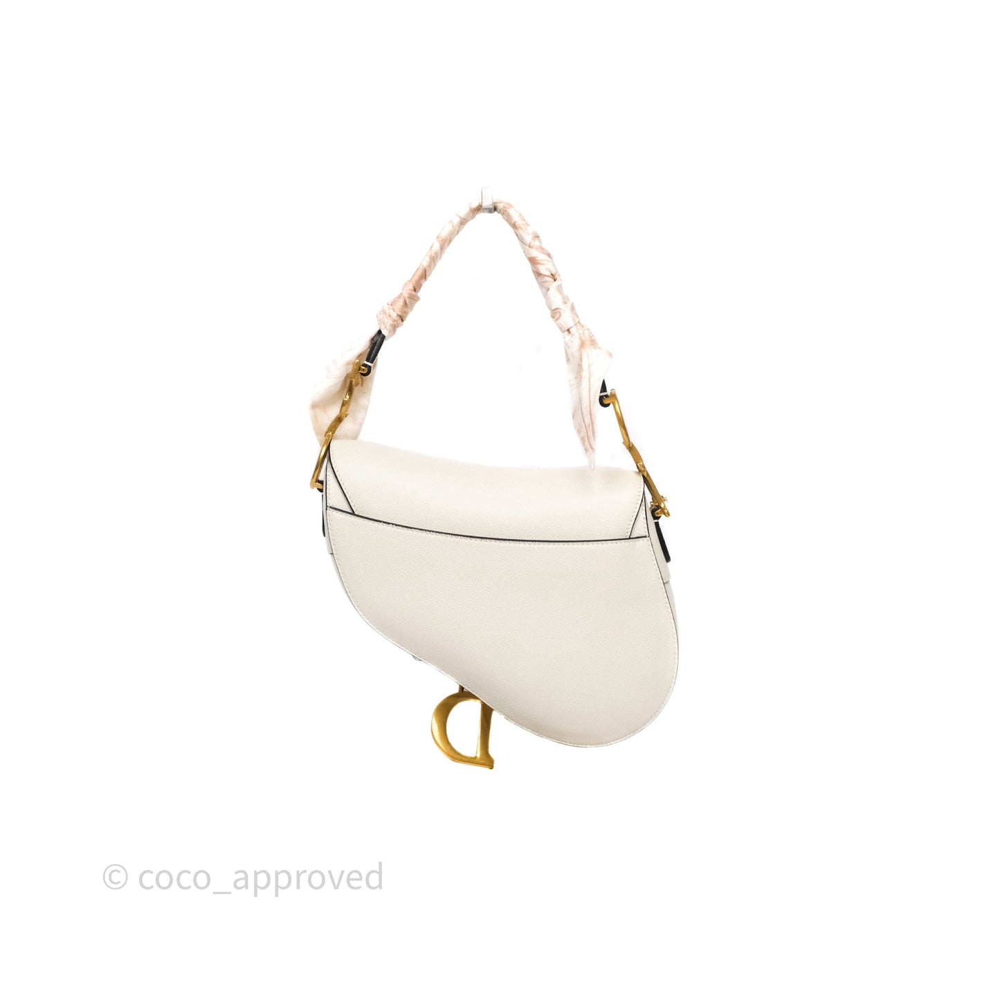 Christian Dior Saddle Bag White Grained Calfskin Gold Hardware