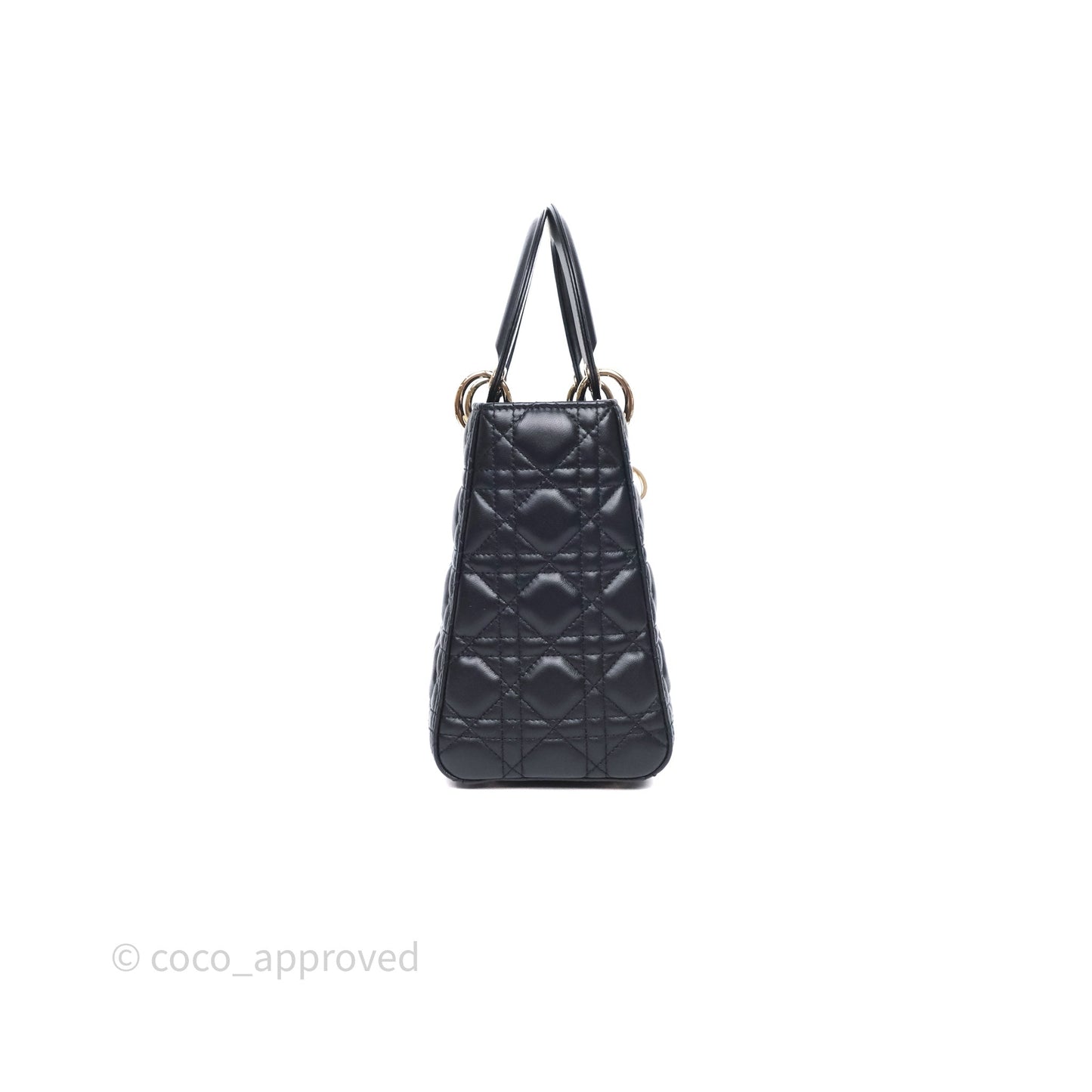 Christian Dior Medium Lady Dior Navy Lambskin Gold Hardware