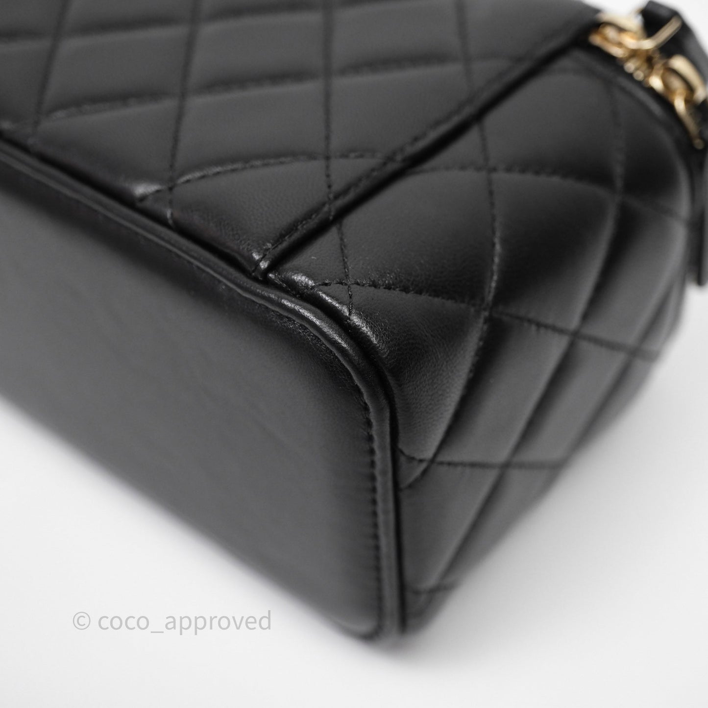 Chanel Top Handle Vanity Rectangular Black Lambskin Aged Gold Hardware