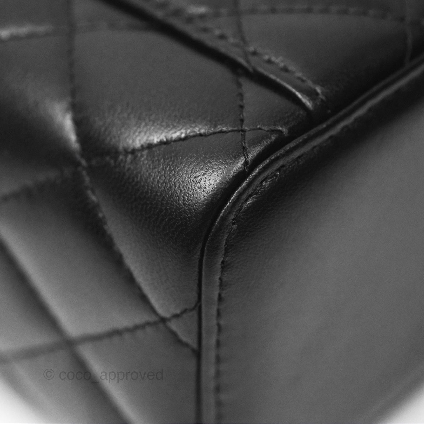 Chanel Vanity Rectangular Top Handle Black Lambskin Gold Hardware