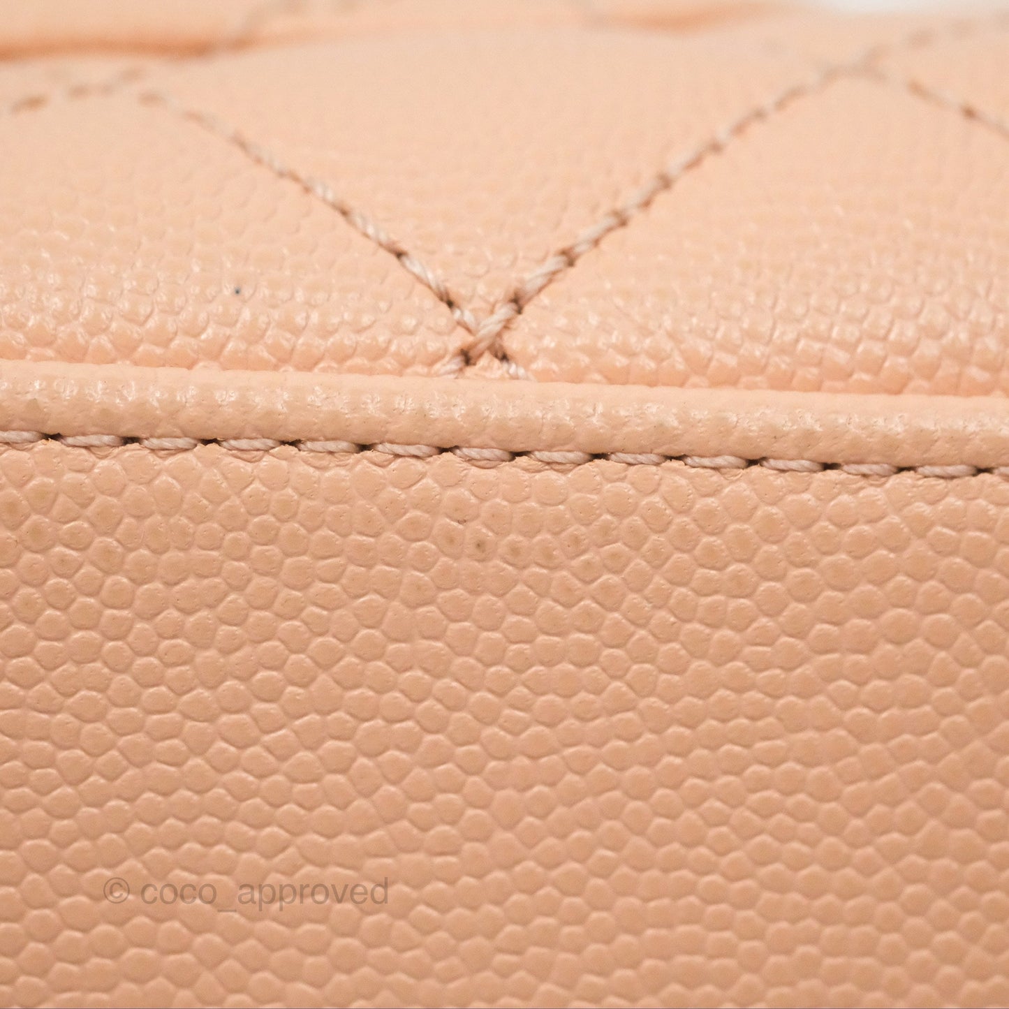 Chanel Quilted Mini Coco Handle Caviar Pink Beige Gold Hardware