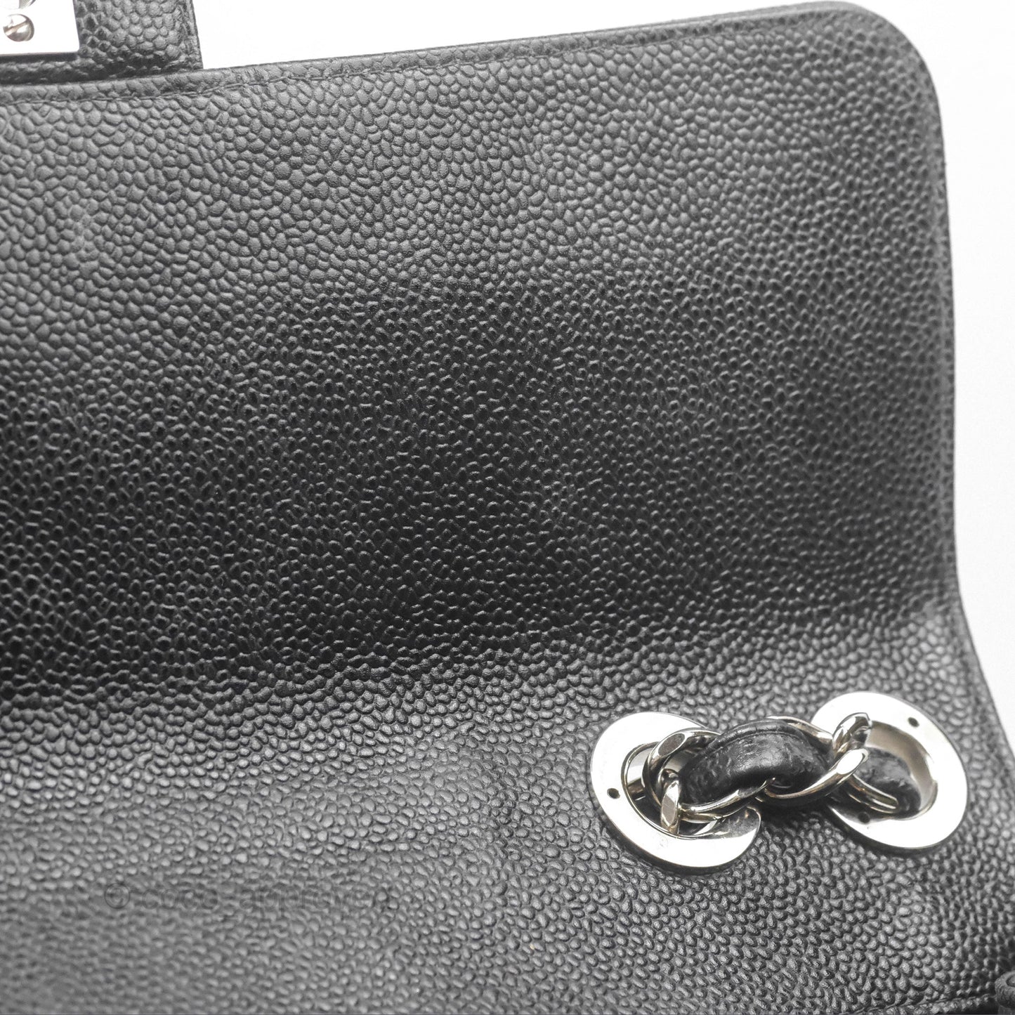 Chanel Classic Vintage Jumbo Single Flap Black Caviar Silver Hardware