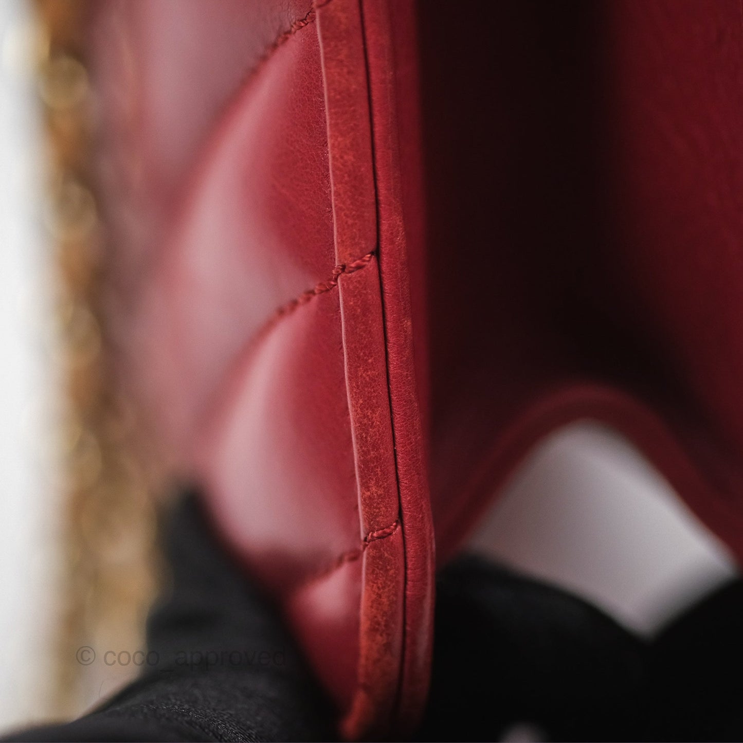 Chanel Chevron Shoulder Bag Red Calfskin Aged Gold Hardware