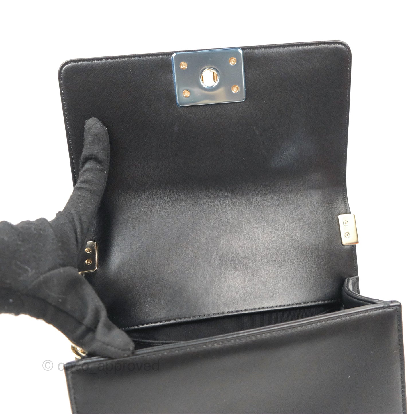 Chanel Small Boy Chevron Black Lambskin Gold Hardware
