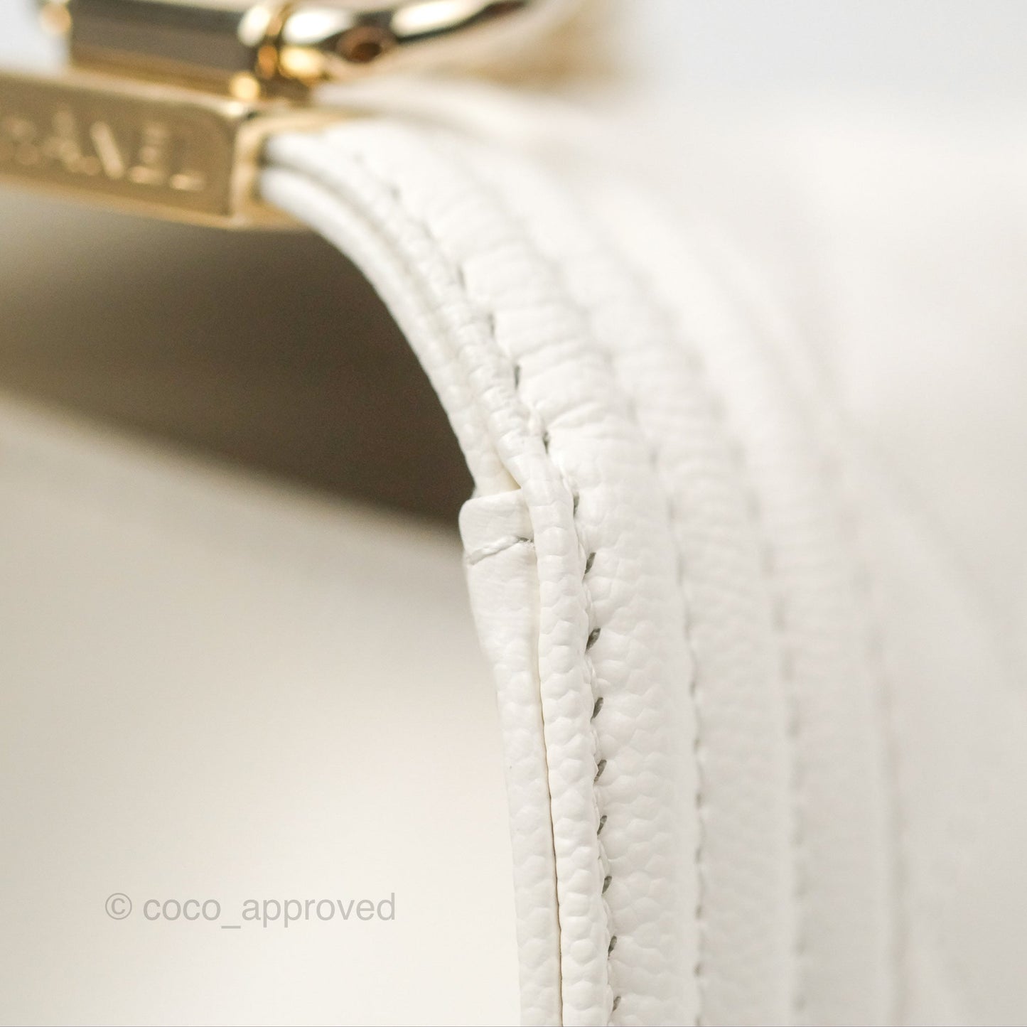 Chanel Medium Boy Quilted White Caviar Gold Hardware