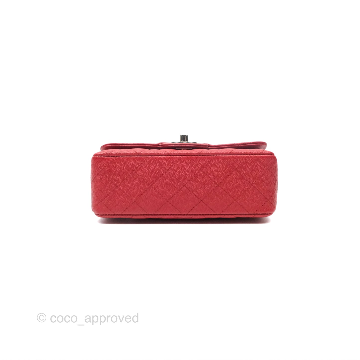 Chanel Quilted Mini Rectangular Red Caviar Silver Hardware