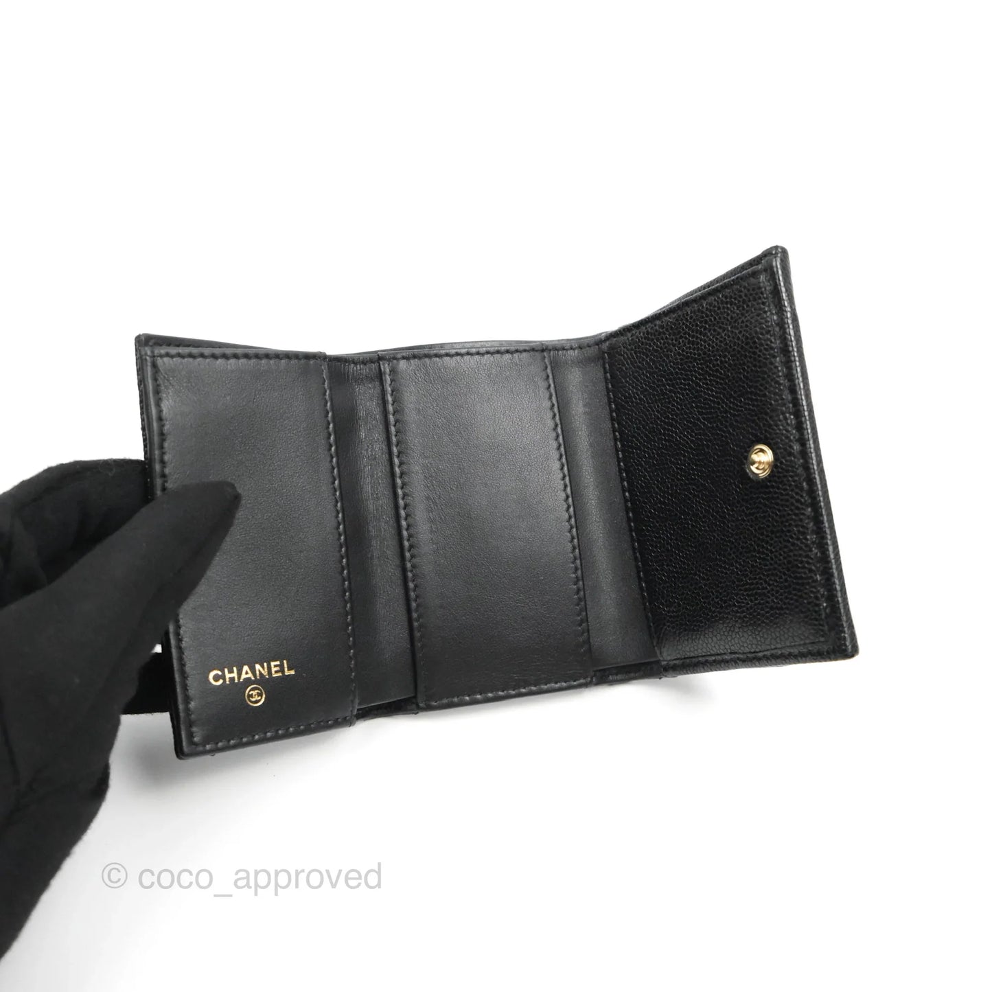 Chanel Quilted Small Boy Flap Wallet Black Caviar Gold Hardware