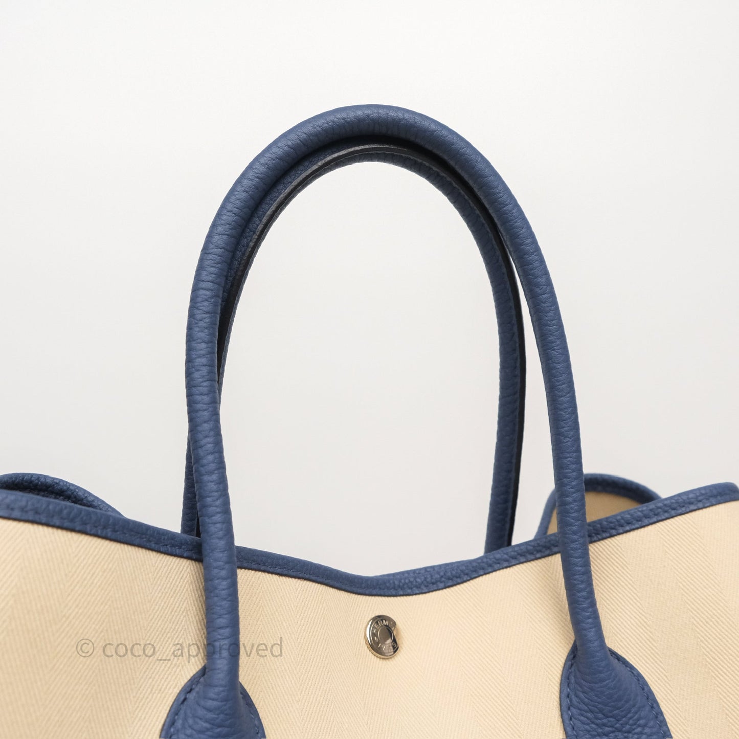 Hermès Garden Party 36 Toile Natural Canvas Blue