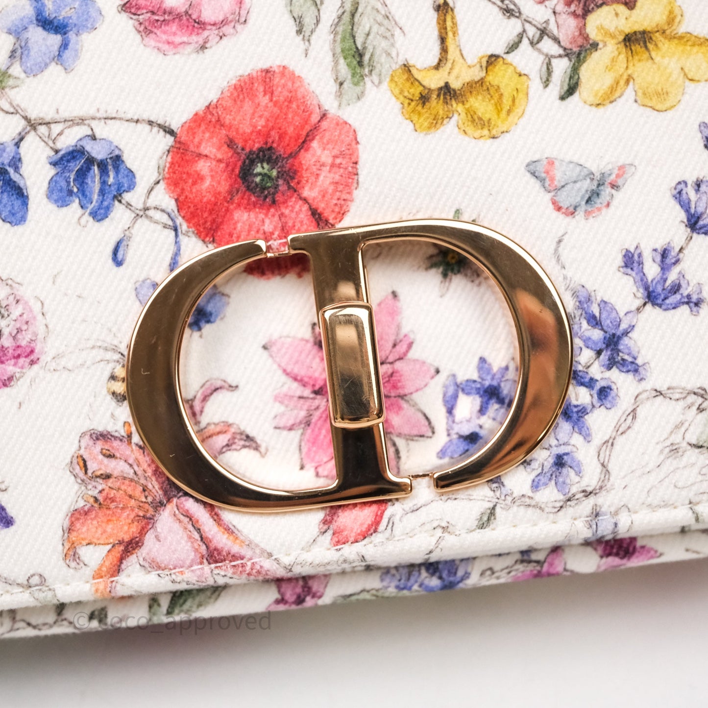 Dior Small Caro Bag White Florilegio Rose Gold Hardware