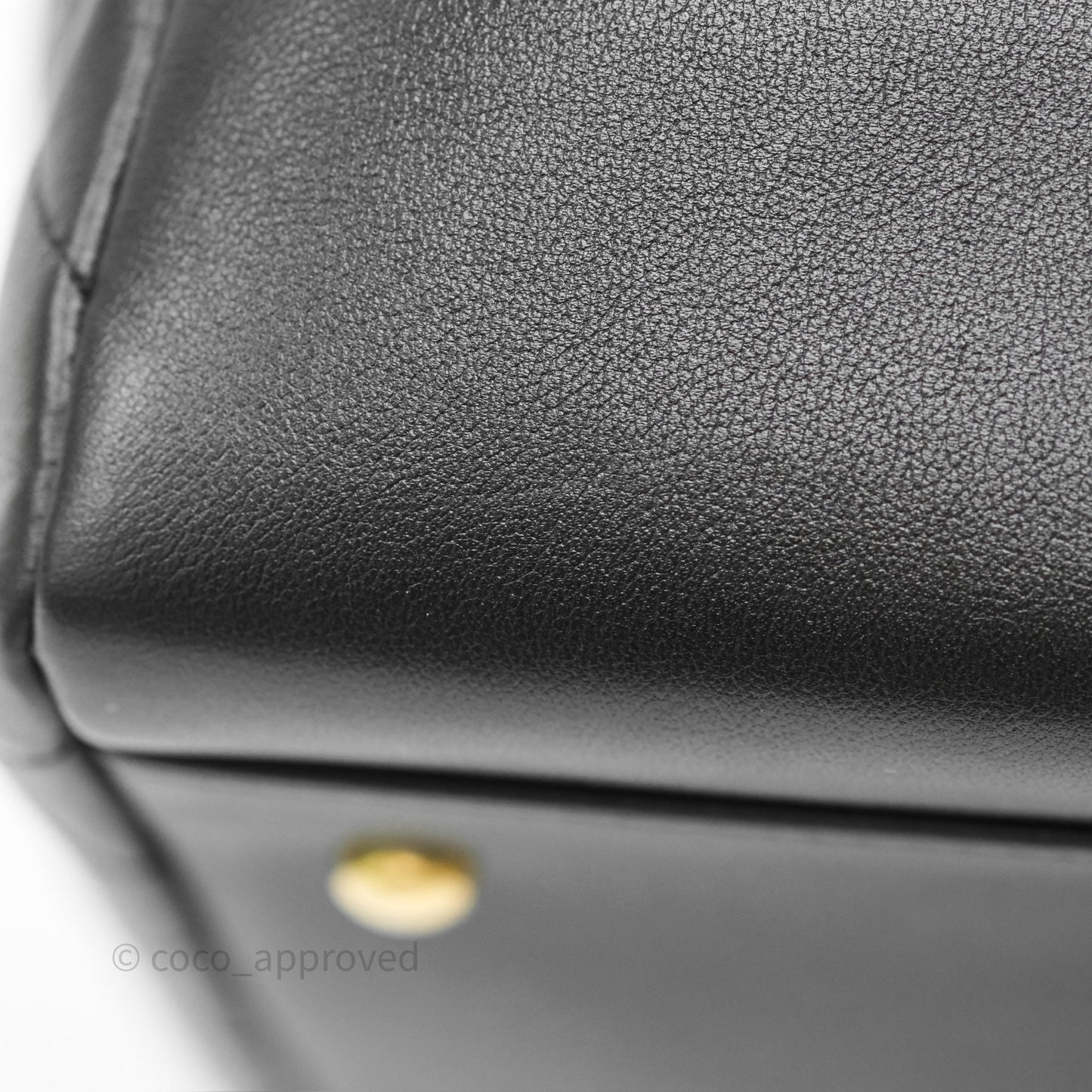 Chanel Stitched Large Shopping Bag Black Calfskin Aged Gold Hardware
