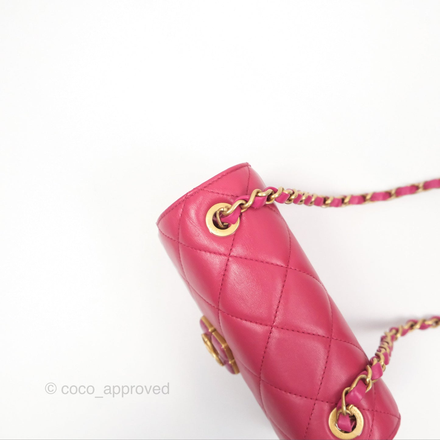 Chanel Diamond Lock CC Flap Bag Pink Lambskin Gold Hardware