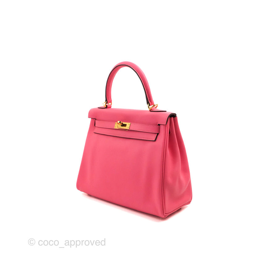Hermès Retourne Kelly 25 Veau Swift Rose Azalee Gold Hardware