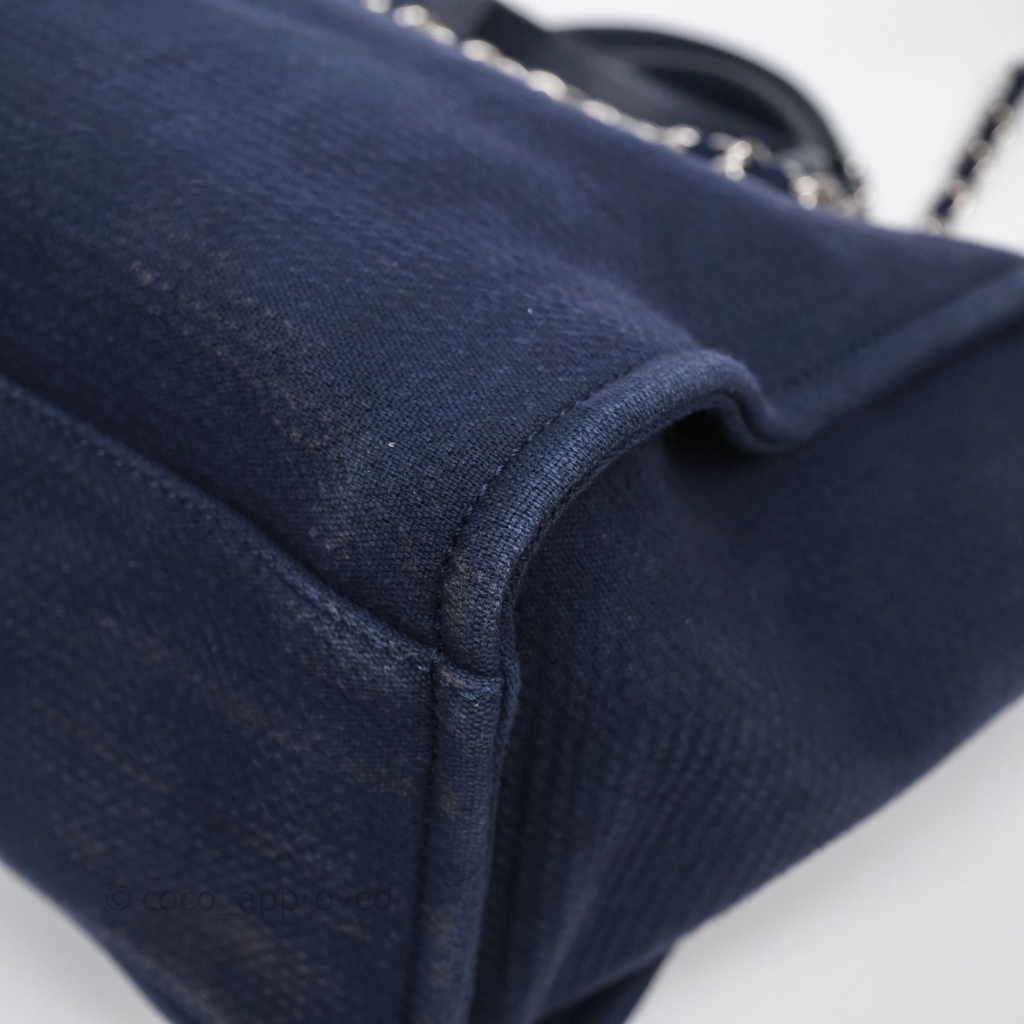 Chanel Large Deauville Navy Canvas Silver Hardware