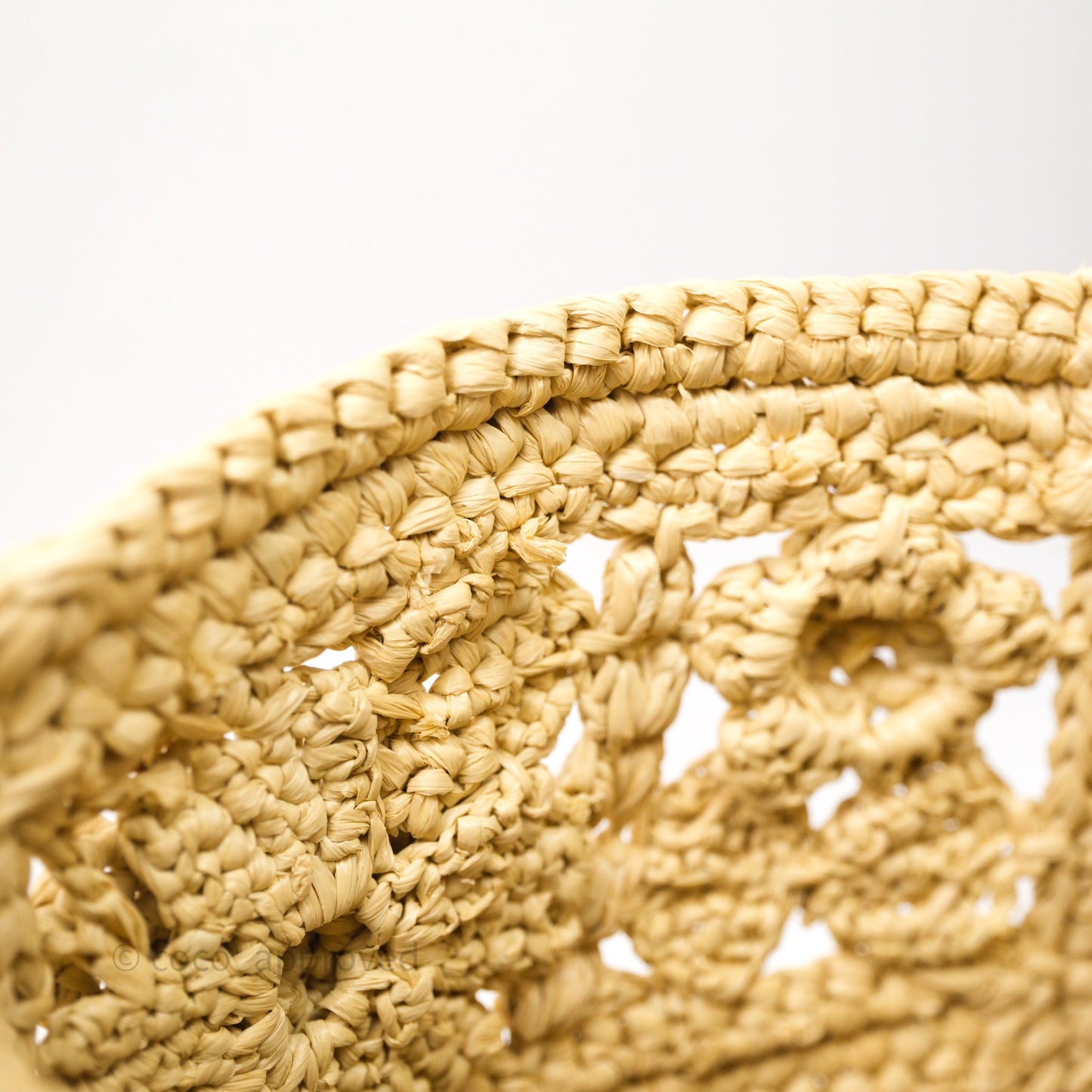 Christian Dior Floral Embellished Book Tote Bag Raffia Natural
