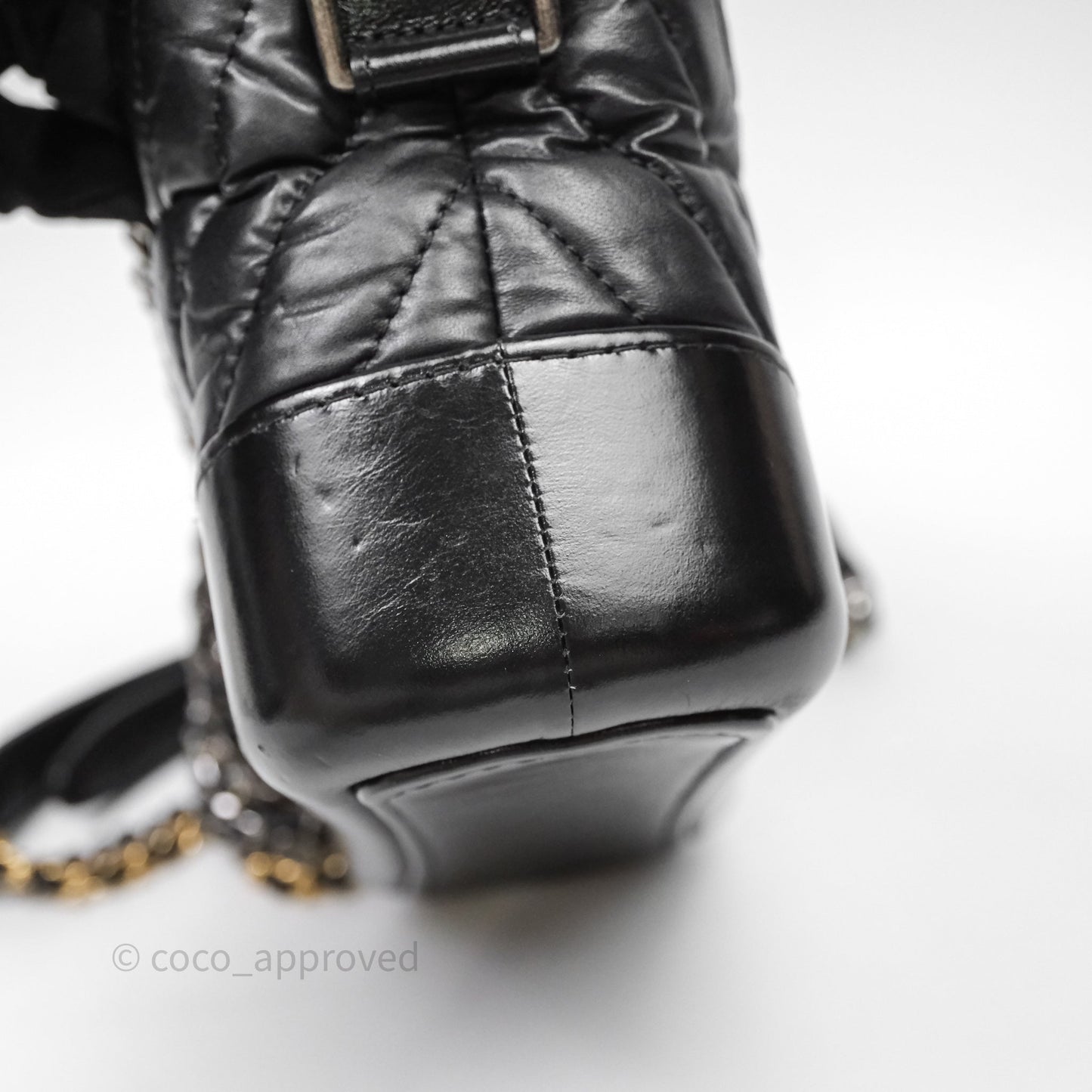 Chanel Small Gabrielle Hobo Chevron Black Aged Calfskin