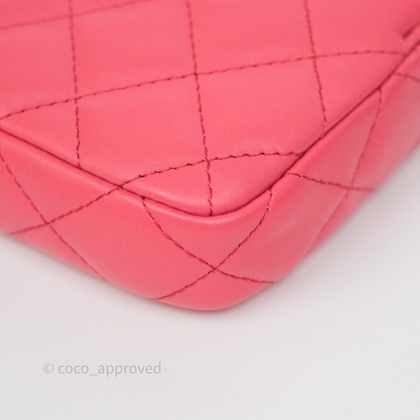 Chanel Double Zip Clutch On Chain Dark Pink Lambskin Silver Hardware