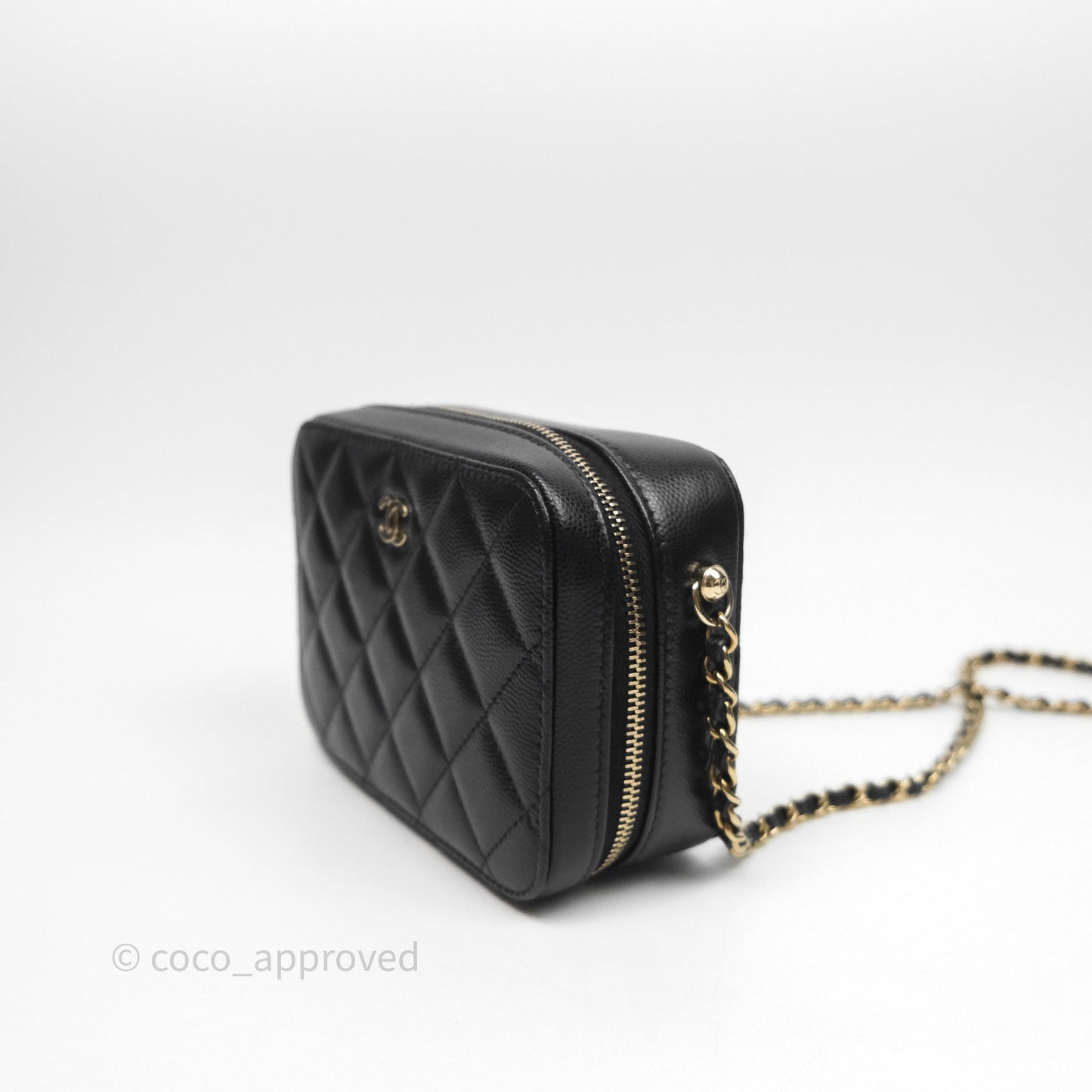 Chanel Quilted Camera Case Black Caviar Gold Hardware
