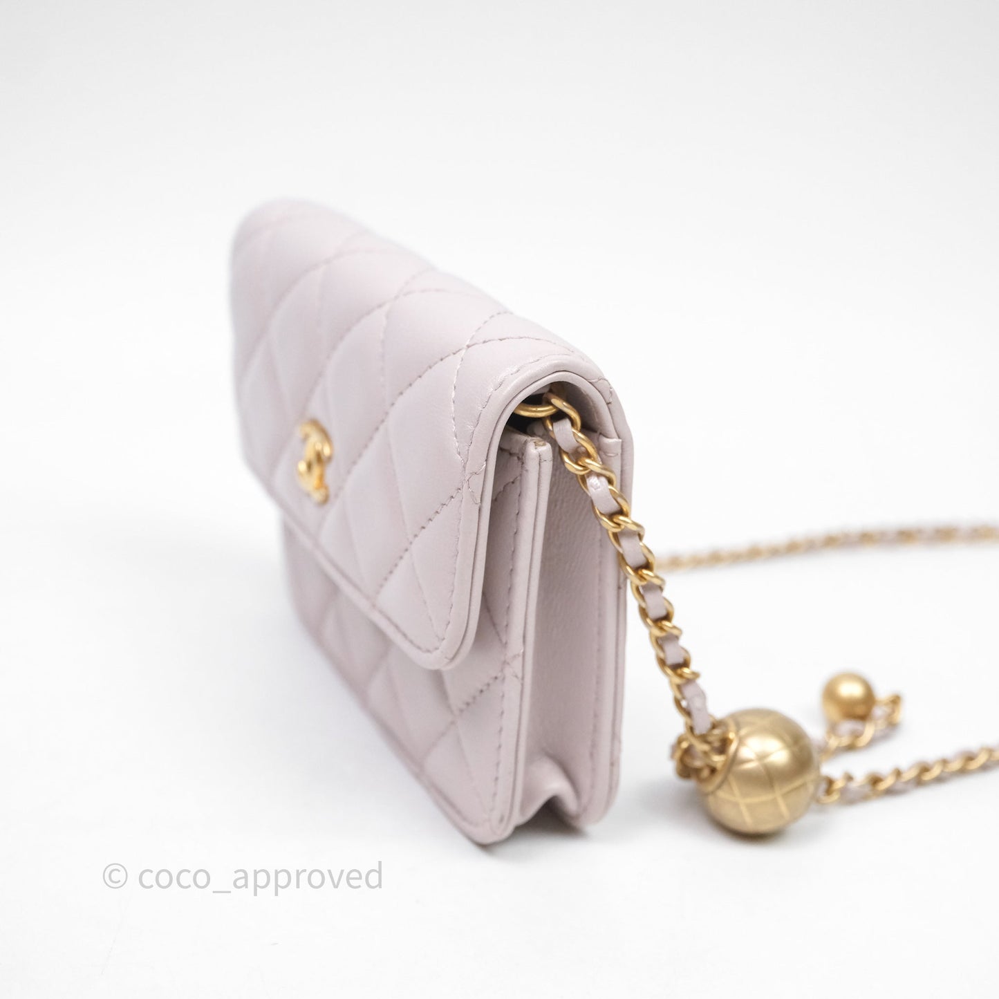 Chanel Pearl Crush Mini Clutch Belt Bag Lilac Lambskin Aged Gold Hardware