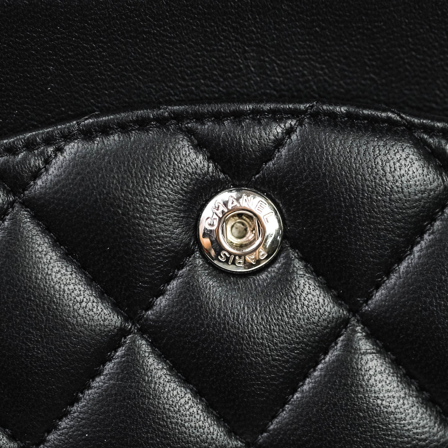 Chanel Classic M/L Medium Double Flap Bag Black Lambskin Silver Hardware
