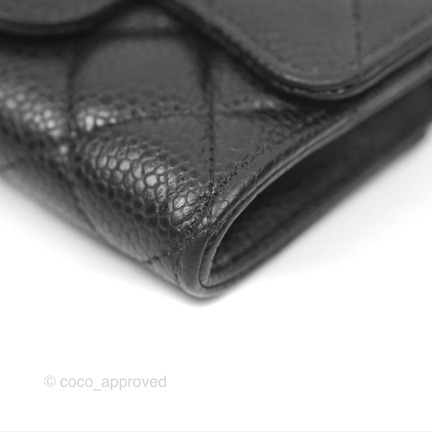 Chanel Quilted Flap Card Holder Black Caviar Silver Hardware