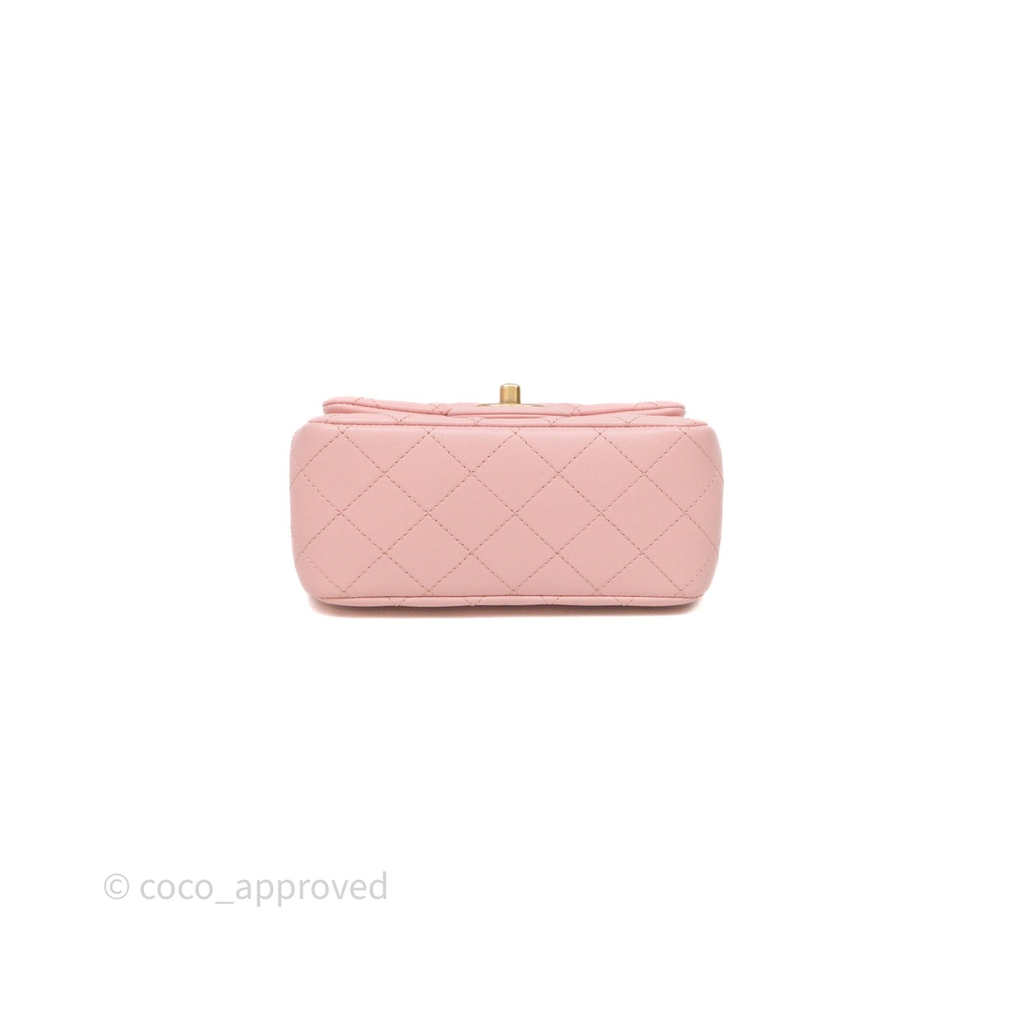 Chanel Quilted Mini Square Flap with Camellia Adjustable Chain Pink Clair Lambskin
