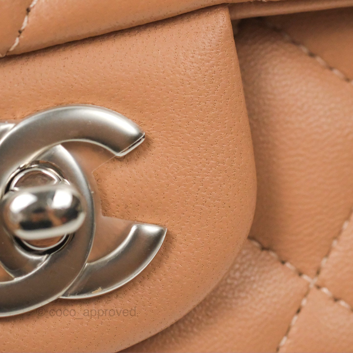 Chanel Mini Rectangular Quilted Beige Lambskin Silver Hardware