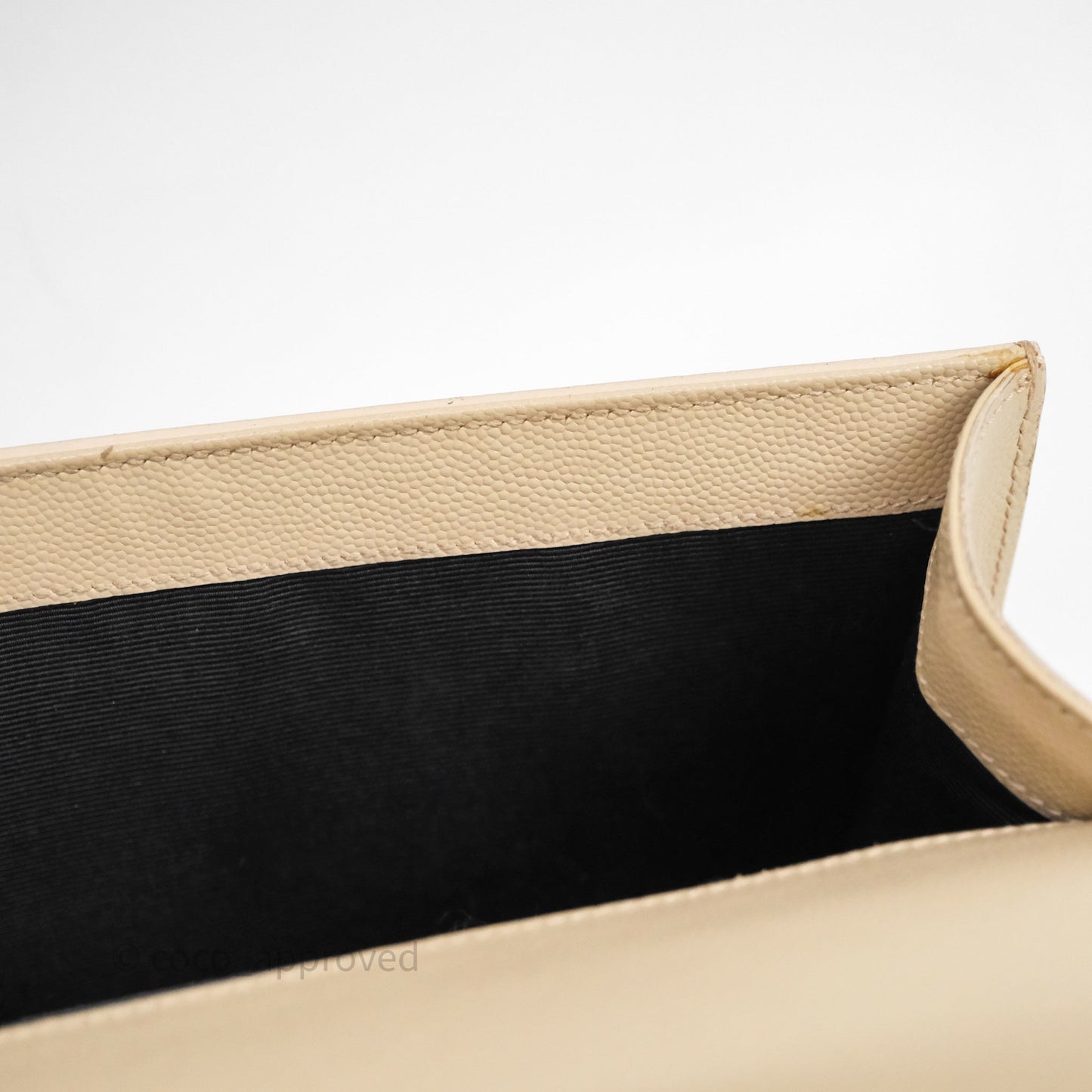 Saint Laurent Kate Clutch Monogram Beige Grain De Poudre Gold Hardware