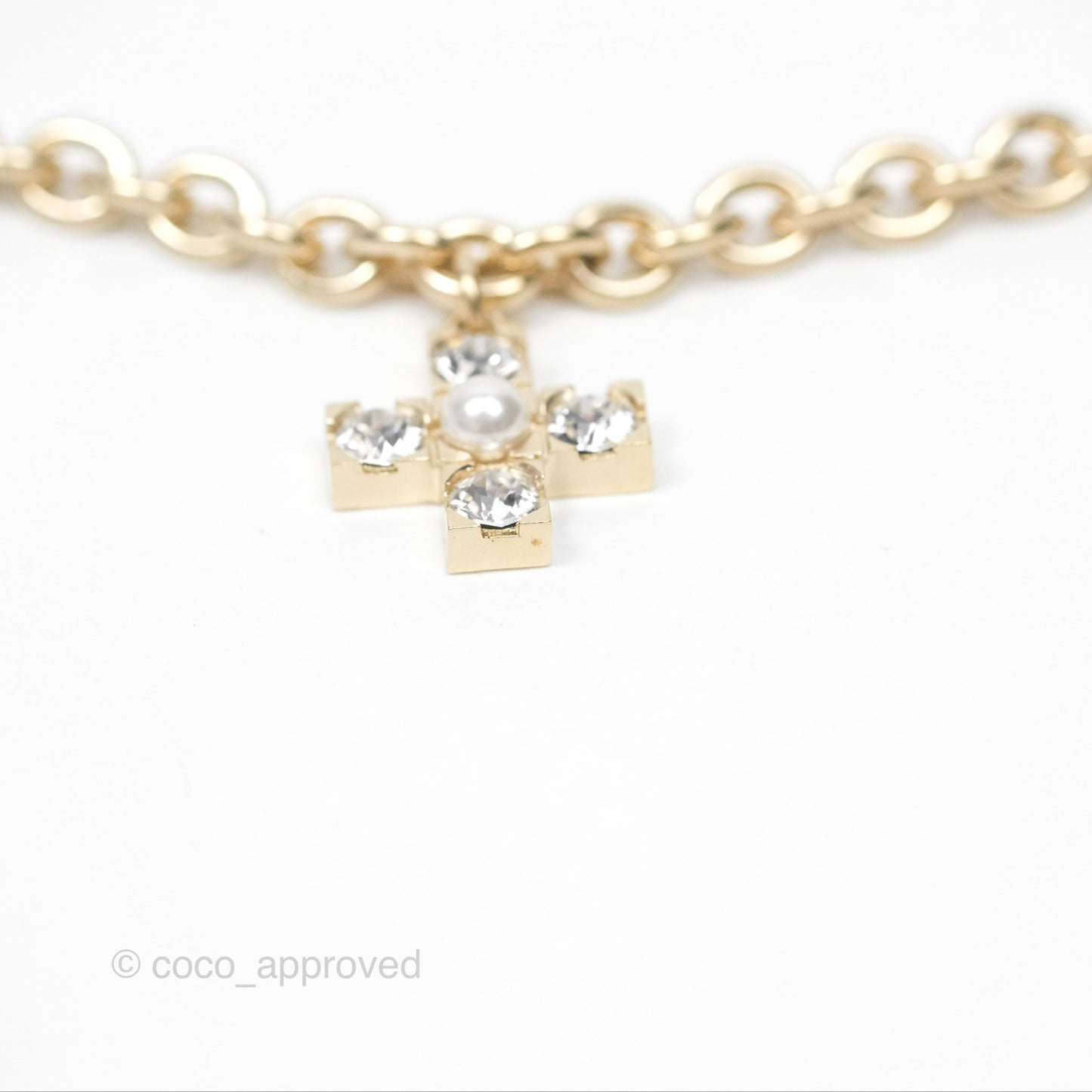 Chanel Charms CC Necklace Gold Tone 21K