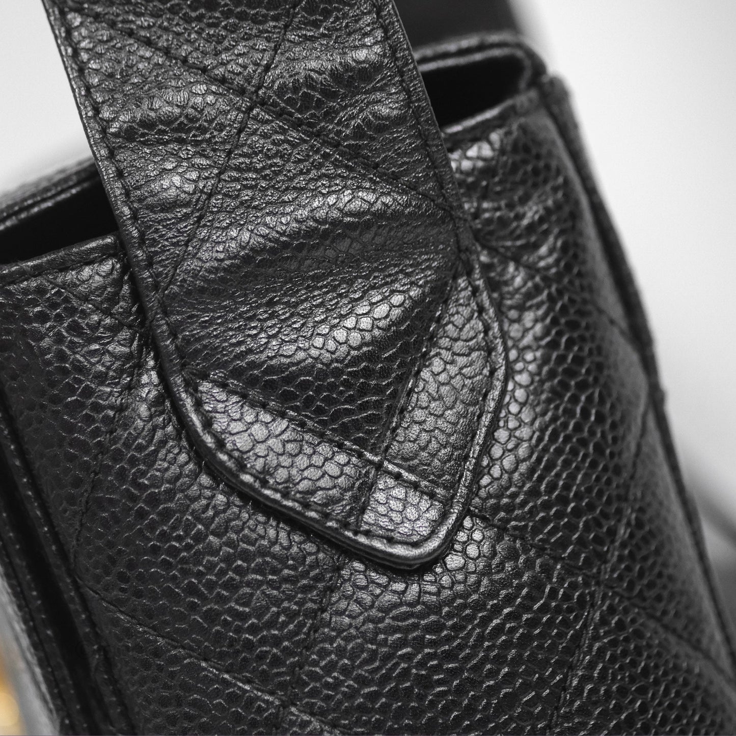 Chanel Vintage Quilted Shoulder Bag Black Caviar 24K Gold Hardware